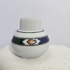 Kachina by Noritake Japan Hurricane Lamp Base Santa Fe Aztec Design Southwestern